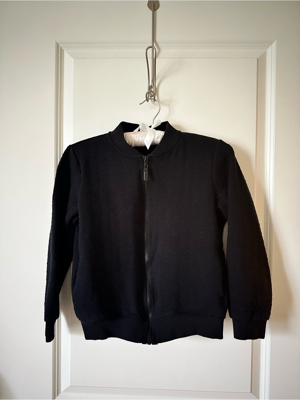 Boys Black Cotton Bomber Size 8 Full Zip Pockets